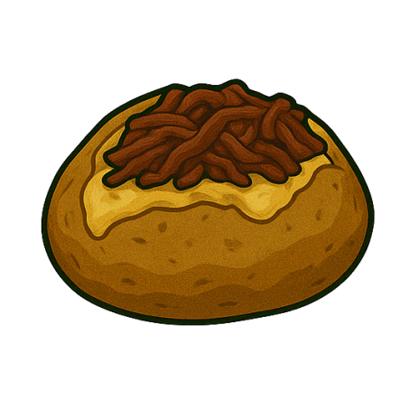 Baked potato with pulled beef